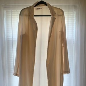 Cream Collared Long Cardigan